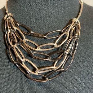 Silver and black statement necklace